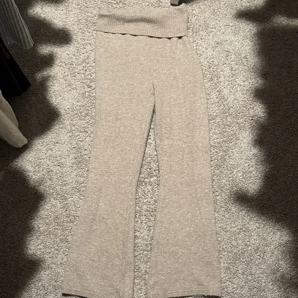 Women's fold over tan Knit Pants - Picture 1 of 1